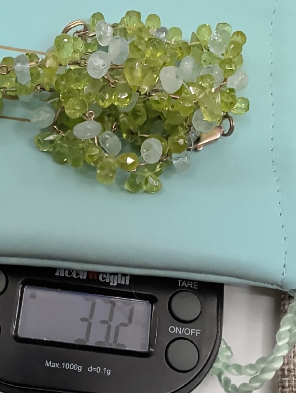 Ross-Simons 925 Sterling Silver Peridot Aquamarine Cluster Necklace 16" - Picture 14 of 17